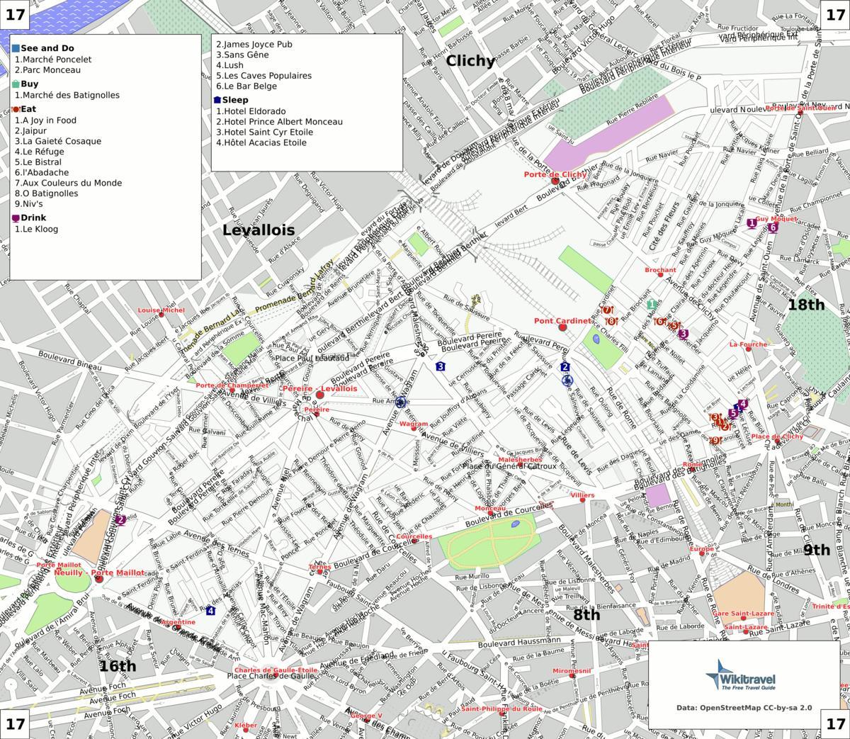 Map of 17th arrondissement Paris