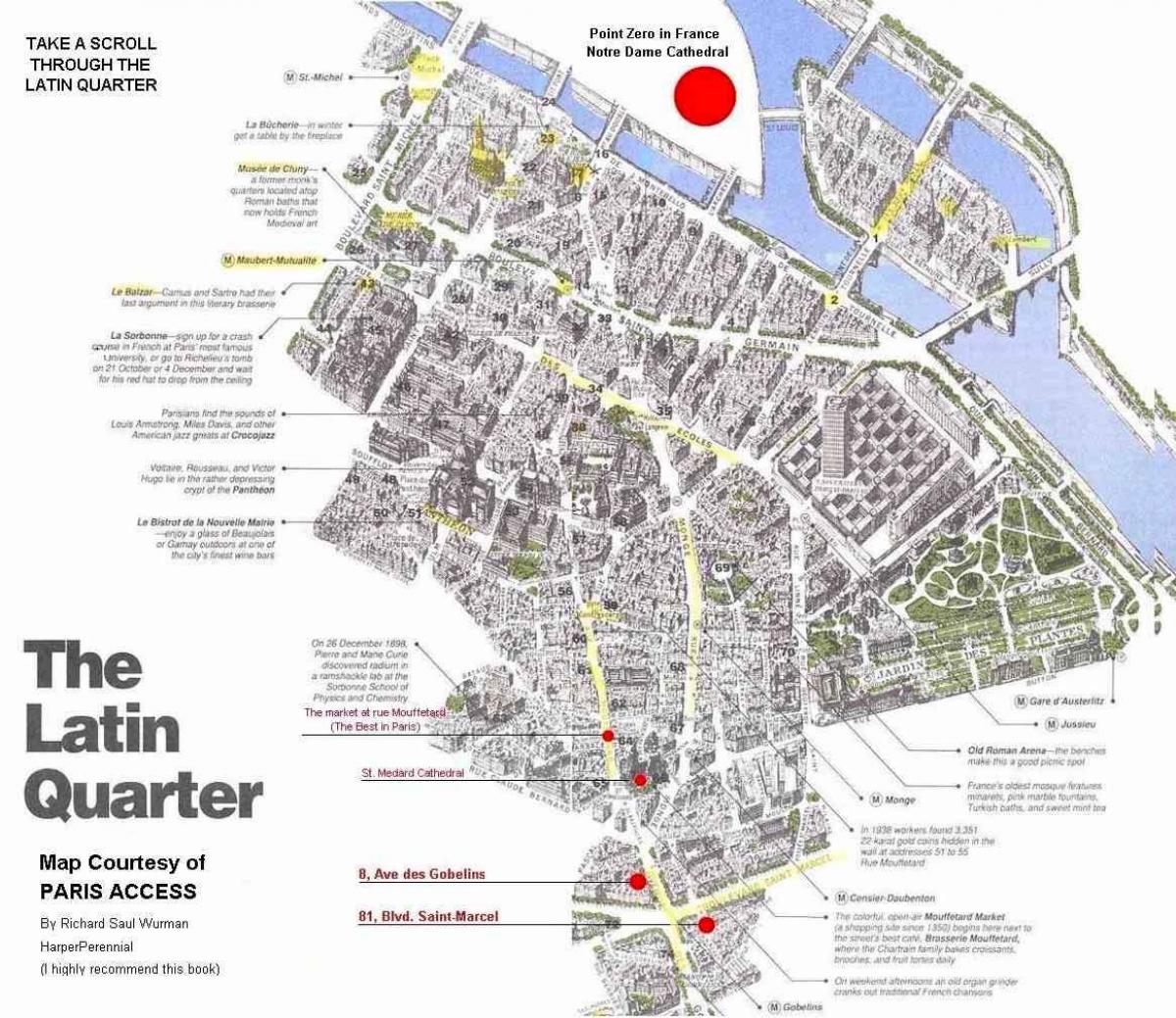 Map of latin quarter Paris