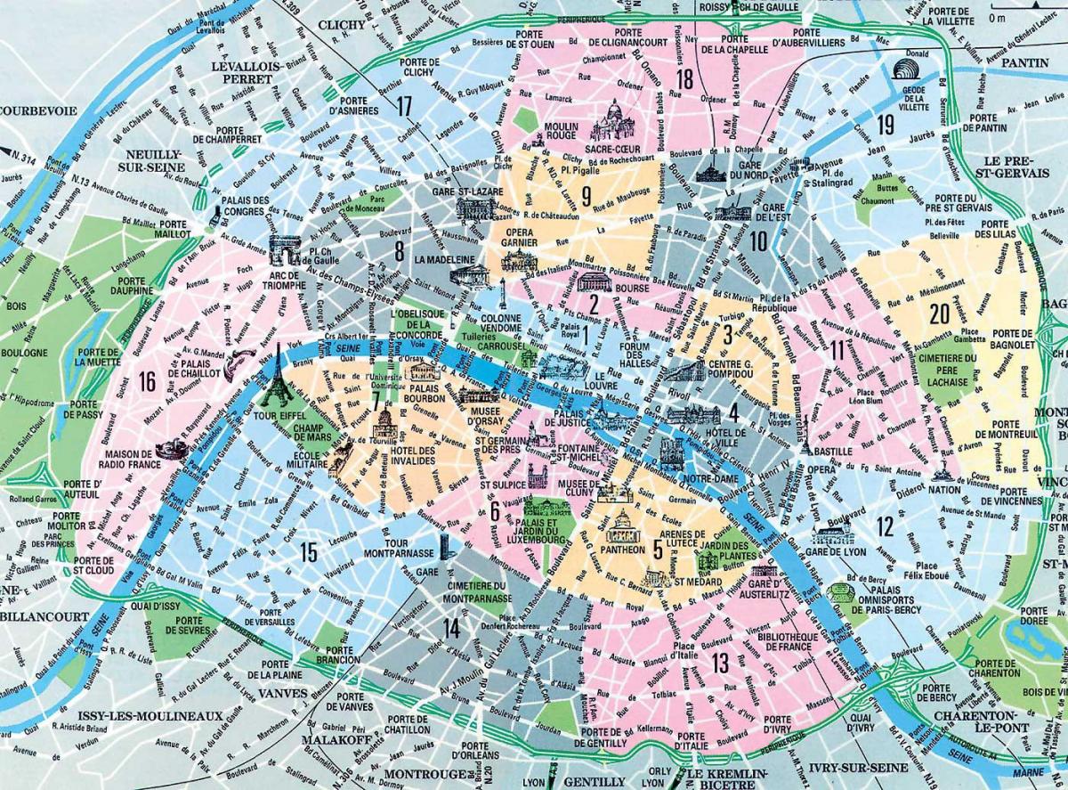 map of Paris France districts