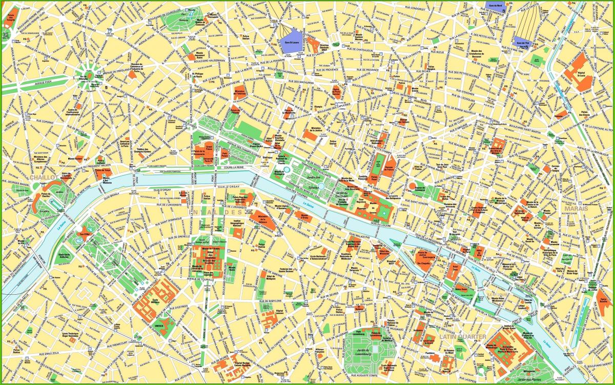 map of Paris city centre attractions