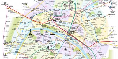 Tourist map of Paris with metro stations