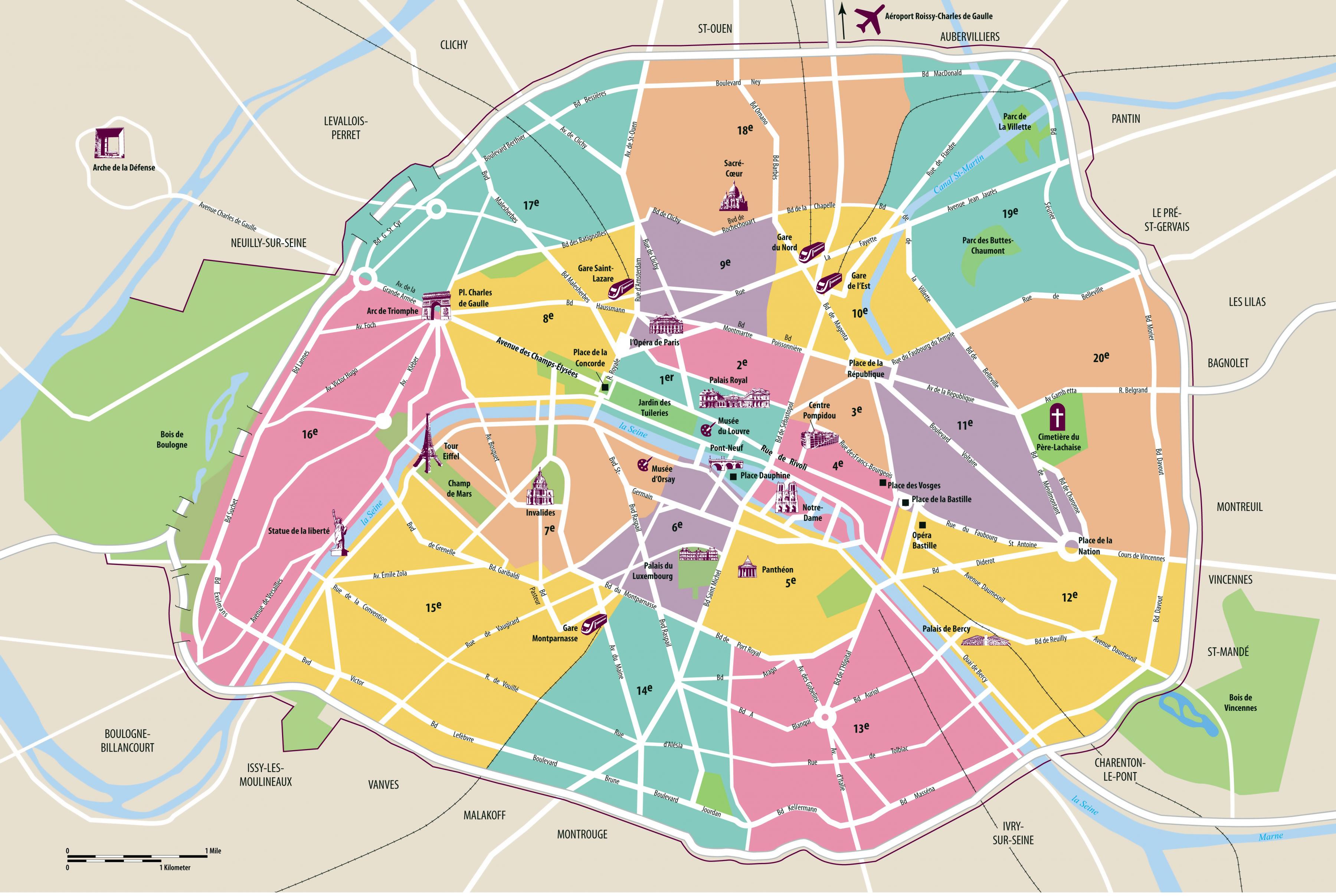 map-of-paris-in-4-panels-sectional-map-of-the-city-of-paris-fine