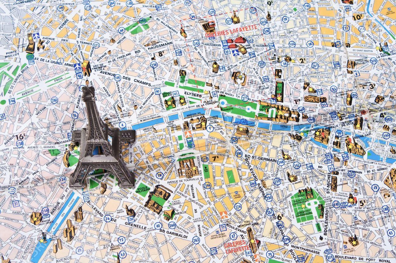 Paris Map With Eiffel Tower 