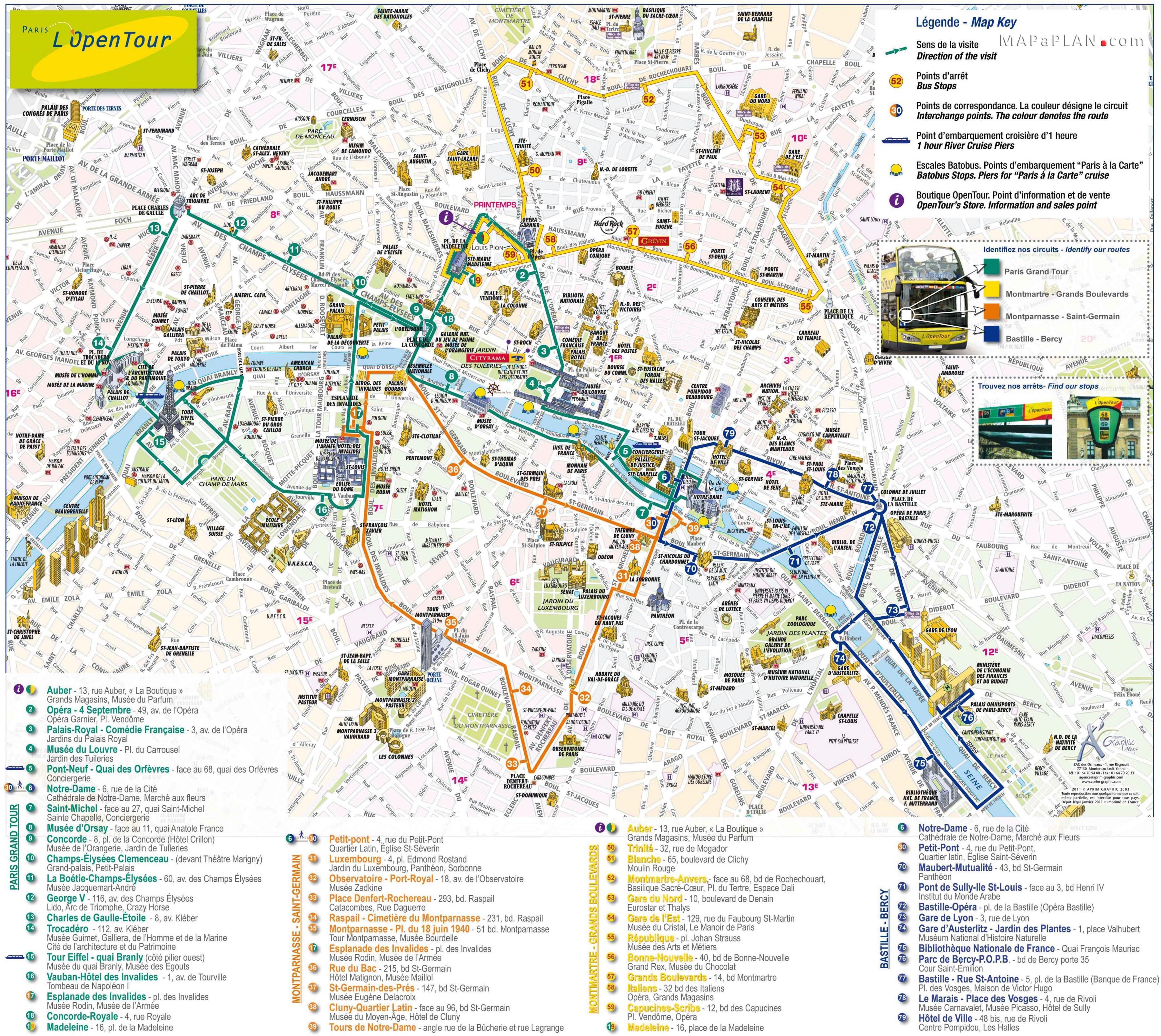 Paris Open Tour Bus Map 