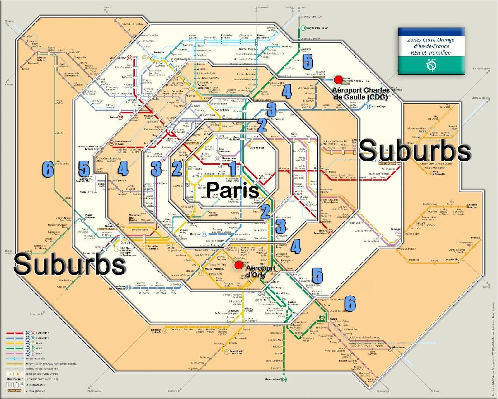 Paris zone map - Paris zone 1 map (Île-de-France - France)