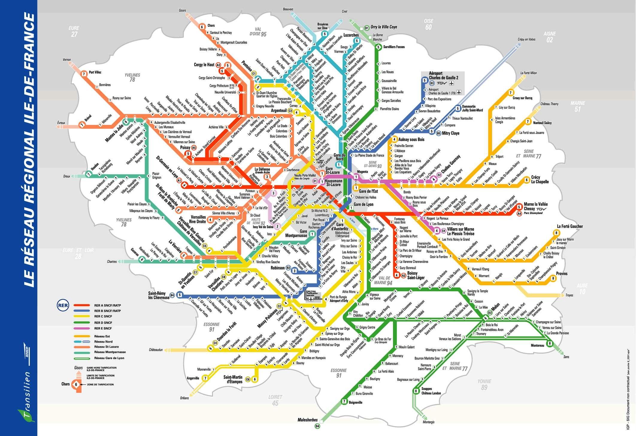Public transportation in Paris France map - Map of Paris transportation ...