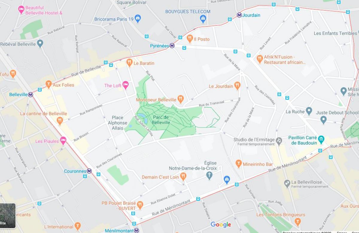 Map of belleville Paris