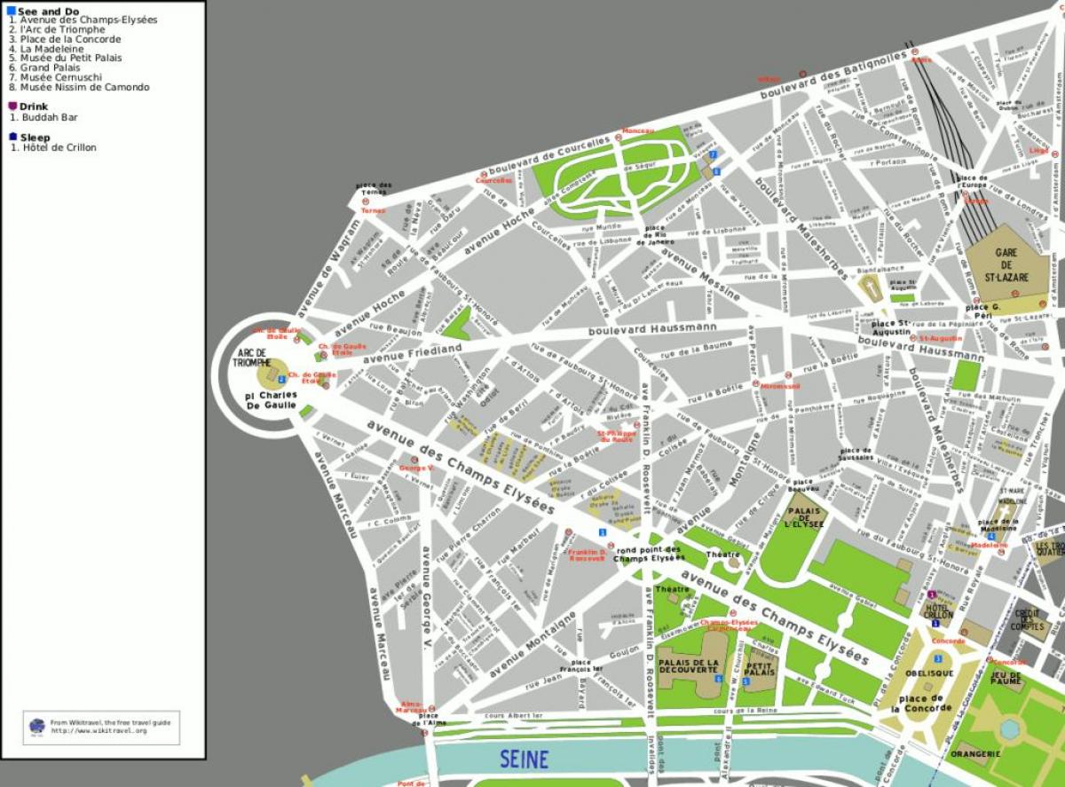 Map of 8th arrondissement Paris