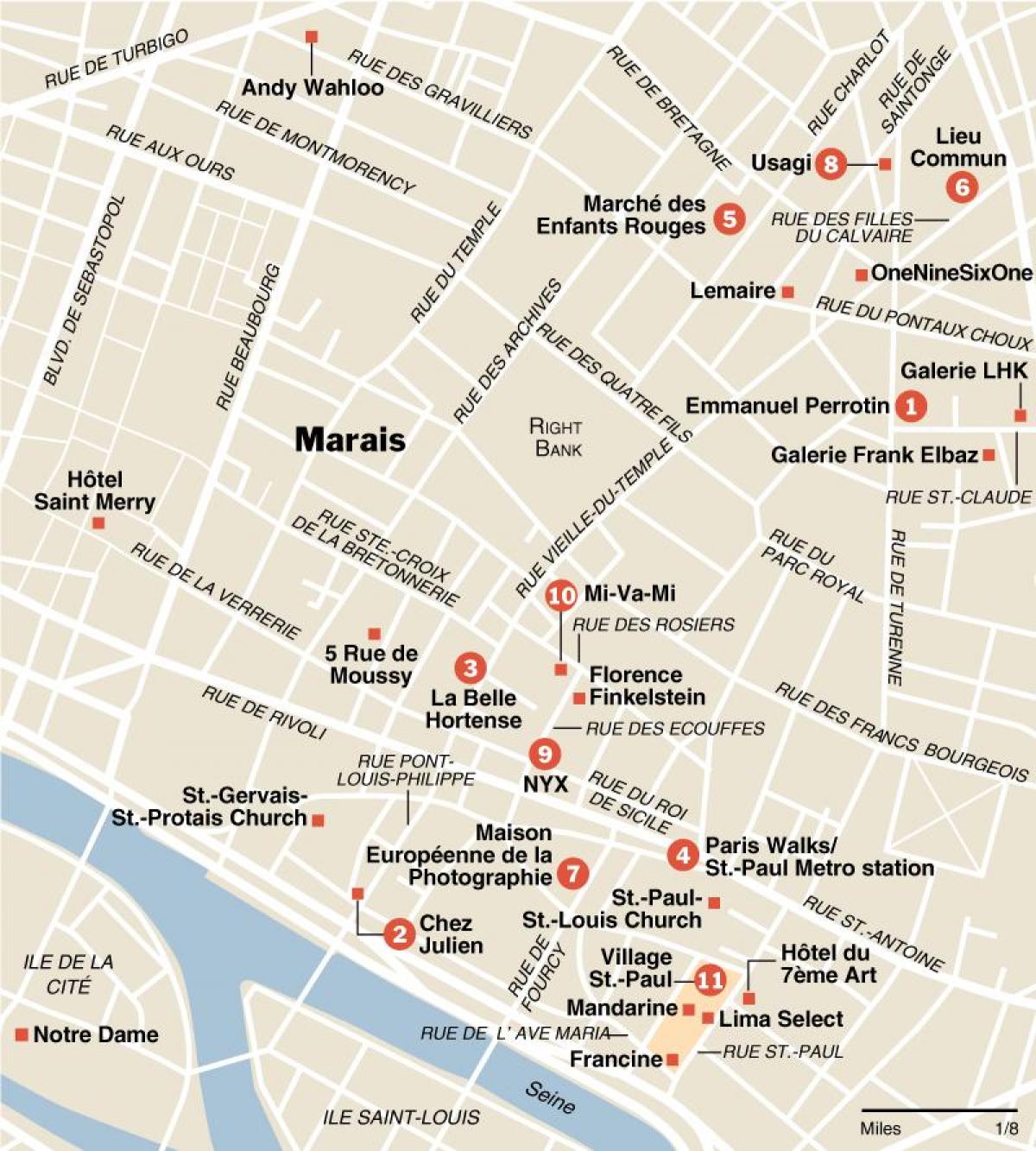 Marais District Paris Map 