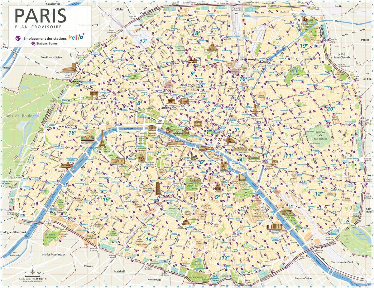 Paris bike share map