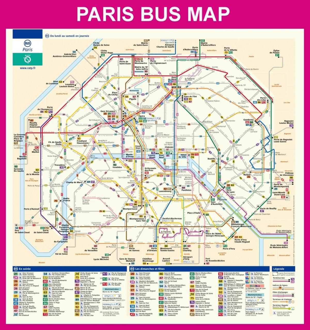 Paris metro bus map - Paris France bus map (Île-de-France - France)