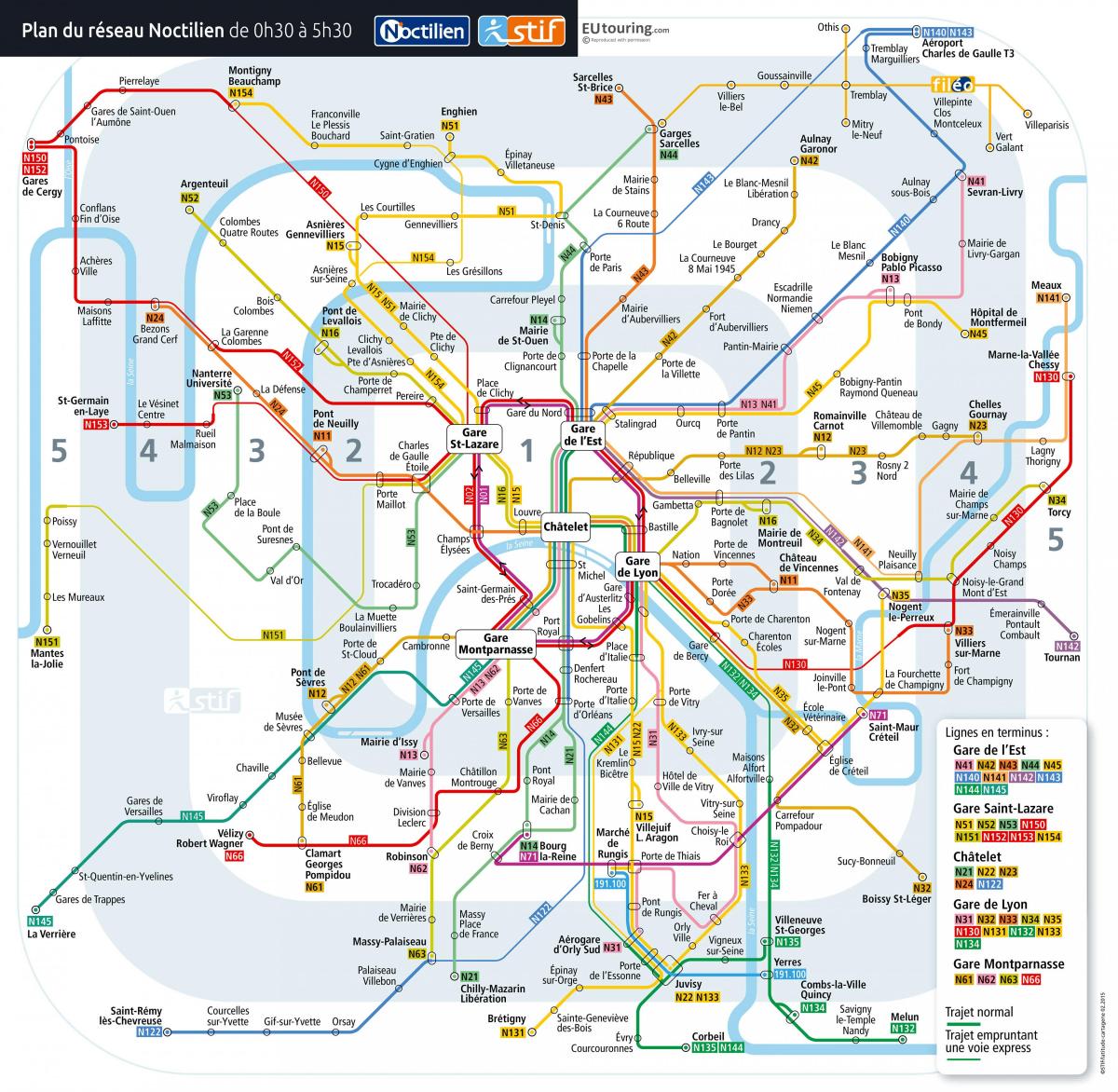 Map of Paris night bus