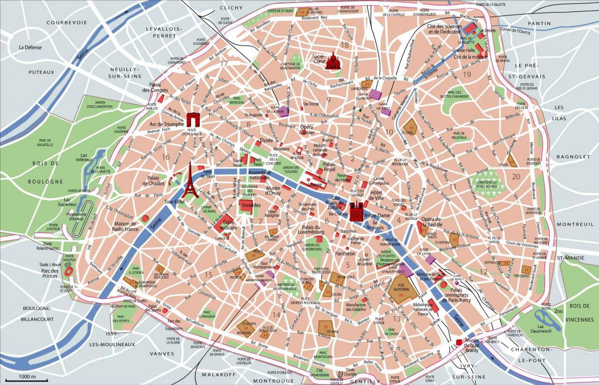 Paris metro map with tourist attractions