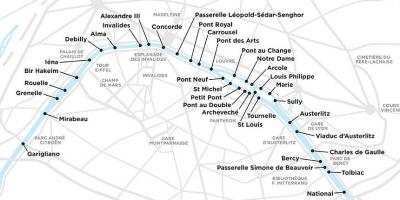 Map of Paris bridges
