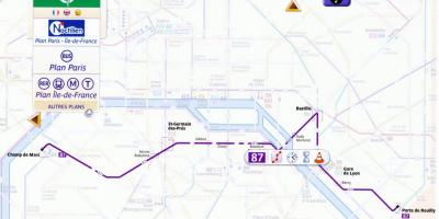 Map of Paris bus route 87 
