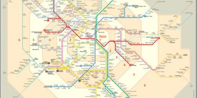 Paris transport map with zones